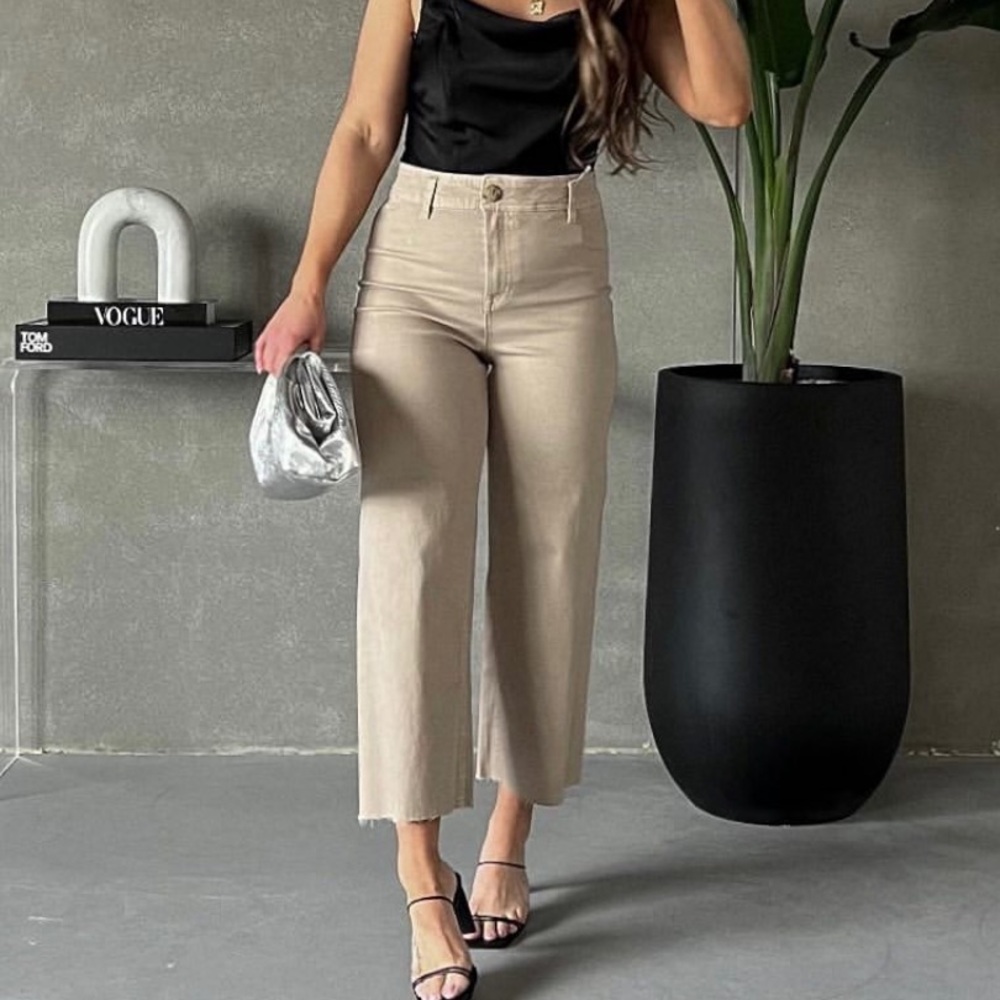 NWT DEX MILLY CULOTTE CROP WIDE LEG TAN JEANS SIZE 31